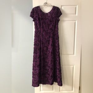 Size 18 Alex evening gown, color eggplant. Coordinating handbag.